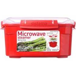 Cutie alimente din plastic cu steamer pentru microunde Sistema 2.4l