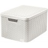 Cutie depozitare din plastic cu manere si capac Curver Rattan alb 30L 
