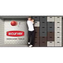 Cutie depozitare din plastic cu manere si capac Curver Rattan alb 30L