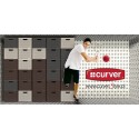 Cutie depozitare din plastic cu manere si capac Curver Rattan alb 30L