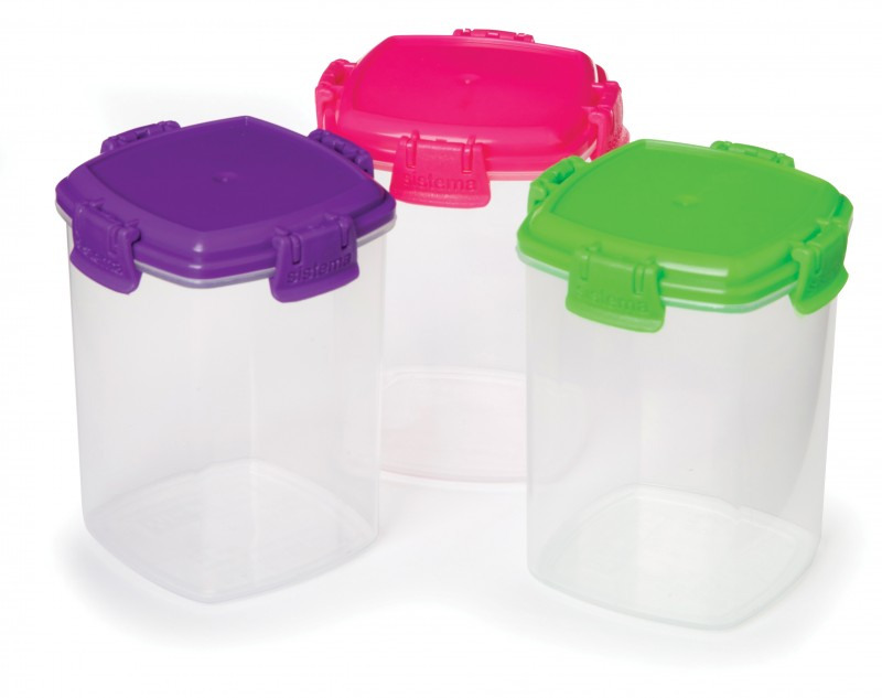 Set 3 cutii alimente plastic colorat Sistema Knick Knack To Go 138 ml Sistema Plastics