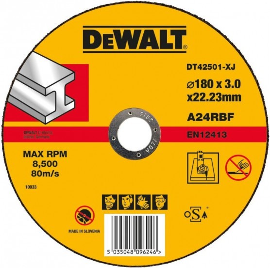 Disc abraziv DeWALT DT42501 taiere metal 180x3x22.2mm