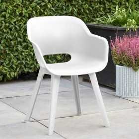 Scaun de terasa, picioare din plastic, Keter, colectie Akola, alb, dimensiuni 55.2 x 56.7 cm