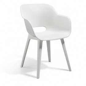 Scaun de terasa, picioare din plastic, Keter, colectie Akola, alb, dimensiuni 55.2 x 56.7 cm