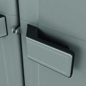 Dulap de exterior, din polipropilena, depozitare unelte si scule, gri, 4 polite, Keter High Logico Utility, 65x45x182 cm, incuiere optionala, rezistent la UV