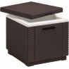 Cutie depozitare cu capac, pentru gradina, terasa, balcon, Keter, polipropilena, imitatie ratan, pentru racire bauturi, maro, patrata, rezistenta UV si intemperii 