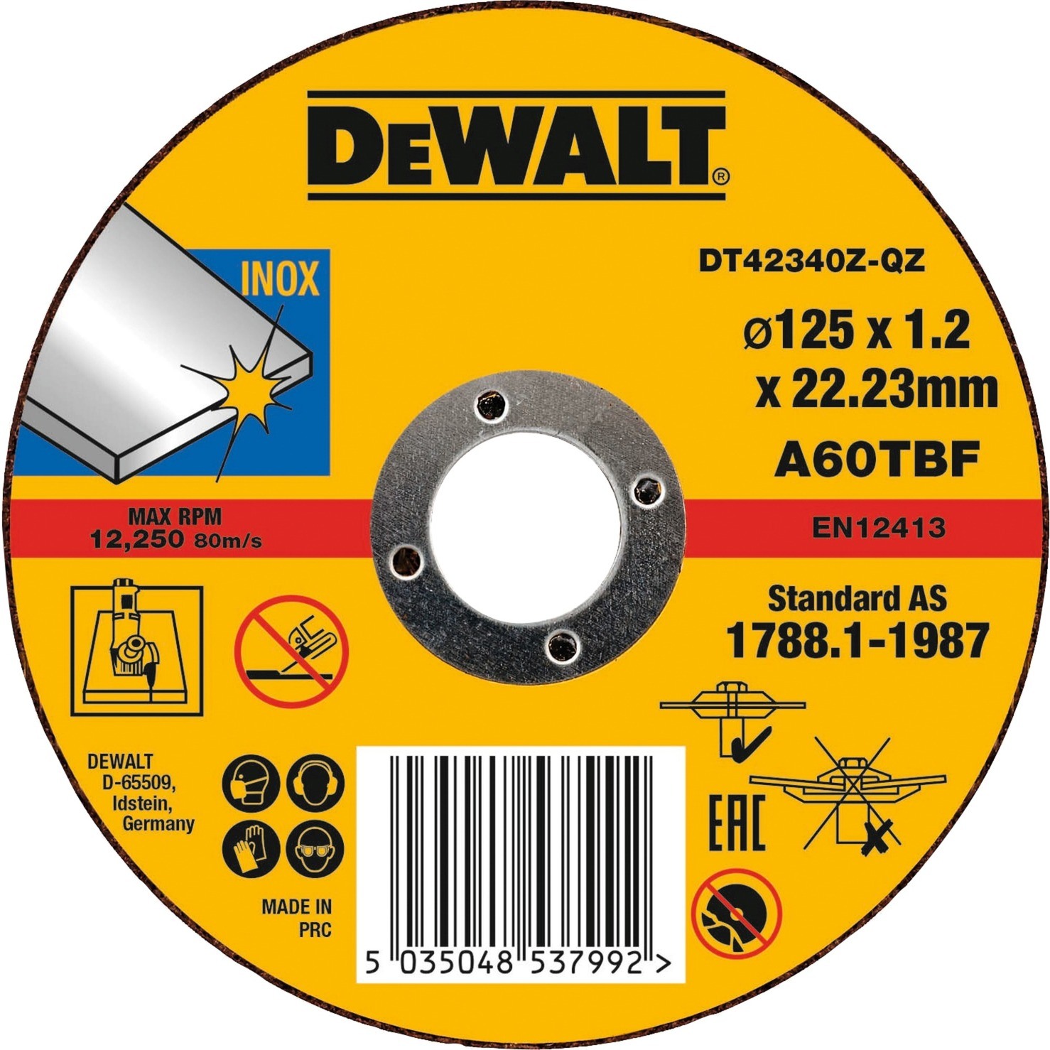 Disc abraziv pentru metal DeWalt 125×1.2×22.3mm – DT42340Z DeWALT imagine noua