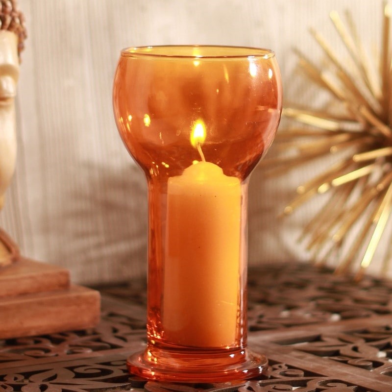 Suport lumanare sticla Bormioli Lucilla portocaliu image6