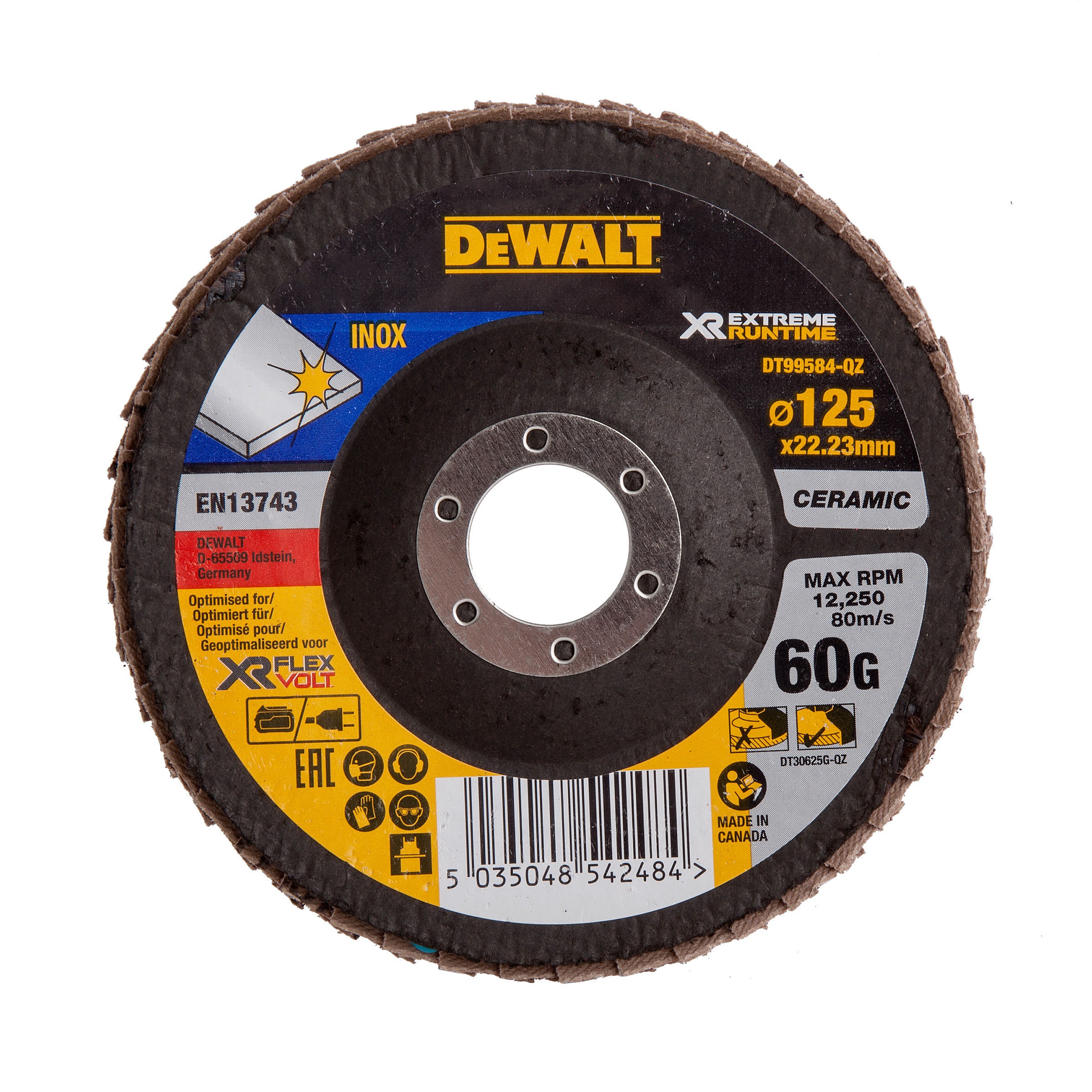 Disc lamelar XR pentru polizare inox 125×22.23mm 60gr DeWALT – DT99584