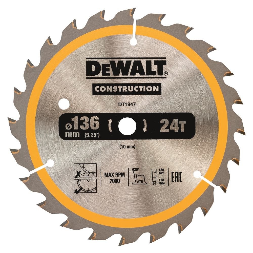 Disc DeWALT DT1947 pentru constructii 24z 136x10mm DeWALT imagine noua