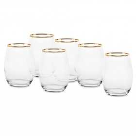 Set 6 pahare apa Pasabahce Amber Golden Touch 350 ml