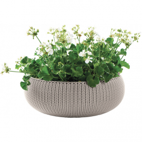 Ghiveci de gradina Keter Cozies, exterior si interior, polipropilena, pentru flori, bej, fara farfurie, rezistent UV si intemperii, capacitate 22.8 L