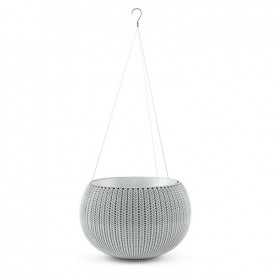 Ghiveci flori suspendat, gri, Keter Cozies, polipropilena, pentru balcon, foisor, pervaz, interiorul locuintei, lant detasabil, 3.2 L, 28x28x18 cm