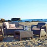 Masuta gradina polipropilena, imitatie ratan, Keter, maro, pentru servirea cafelei si bauturilor, Corfu II, 77 x 57 x 42 cm
