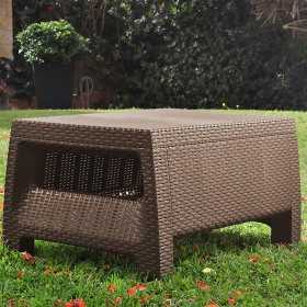 Masuta gradina polipropilena, imitatie ratan, Keter, maro, pentru servirea cafelei si bauturilor, Corfu II, 77 x 57 x 42 cm
