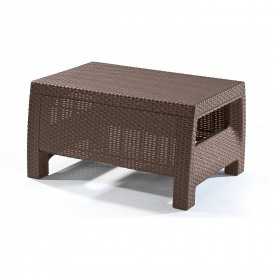 Masuta gradina polipropilena, imitatie ratan, Keter, maro, pentru servirea cafelei si bauturilor, Corfu II, 77 x 57 x 42 cm