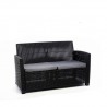Set mobilier de gradina, polipropilena, Keter Corona, pentru terasa, masuta dreptunghiulara, 1 canapea 2 locuri, 2 fotolii, culoare graphite, rezistent la UV si intemperii 