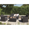 Set mobilier de gradina, polipropilena, Keter Corona, pentru terasa, masuta dreptunghiulara, 1 canapea 2 locuri, 2 fotolii, culoare graphite, rezistent la UV si intemperii 