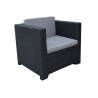 Scaun gradina, Polipropilena imitatie ratan, Keter, Provence, cotiere profilate, cu o perna, Spatar, Gri, 76x67x77 cm