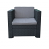 Scaun gradina, Polipropilena imitatie ratan, Keter, Provence, cotiere profilate, cu o perna, Spatar, Gri, 76x67x77 cm
