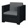 Scaun gradina, Polipropilena imitatie ratan, Keter, Provence, cotiere profilate, cu o perna, Spatar, Gri, 76x67x77 cm