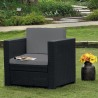 Scaun gradina, Polipropilena imitatie ratan, Keter, Provence, cotiere profilate, cu o perna, Spatar, Gri, 76x67x77 cm