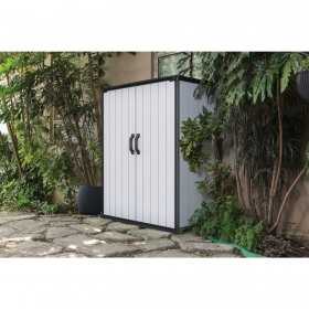 Dulap pentru unelte de gradina, curte, Keter Premier, plastic sintetic, culoare gri, 140 x 736 x 1704 cm, 1 usa, rezistent la intemperii, cu podea si inchidere