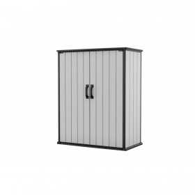 Dulap pentru unelte de gradina, curte, Keter Premier, plastic sintetic, culoare gri, 140 x 736 x 1704 cm, 1 usa, rezistent la intemperii, cu podea si inchidere