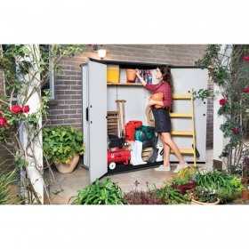 Dulap pentru unelte de gradina, curte, Keter Premier, plastic sintetic, culoare gri, 140 x 736 x 1704 cm, 1 usa, rezistent la intemperii, cu podea si inchidere