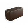 Lada depozitare balcon, pentru unelte si perne, cu capac, material plastic, culoare maro, Keter Samoa, 270 L, manere, rezistenta UV si intemperii