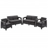 Set mobilier de gradina, terasa sau exterior, material polipropilena aspect ratan, Keter Corfu Rest, fara masa, 2 canapele, 2 fotolii, culoare graphite, rezistent la raze UV si intemperii 