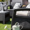 Set mobilier de gradina, terasa sau exterior, material polipropilena aspect ratan, Keter Corfu Rest, fara masa, 2 canapele, 2 fotolii, culoare graphite, rezistent la raze UV si intemperii 