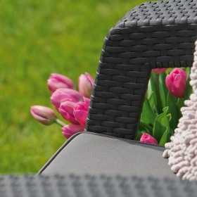 Set mobilier de gradina, terasa sau exterior, material polipropilena aspect ratan, Keter Corfu Rest, fara masa, 2 canapele, 2 fotolii, culoare graphite, rezistent la raze UV si intemperii