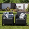 Set mobilier de gradina, terasa sau exterior, material polipropilena aspect ratan, Keter Corfu Rest, fara masa, 2 canapele, 2 fotolii, culoare graphite, rezistent la raze UV si intemperii 