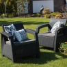 Set mobilier de gradina, terasa sau exterior, material polipropilena aspect ratan, Keter Corfu Rest, fara masa, 2 canapele, 2 fotolii, culoare graphite, rezistent la raze UV si intemperii 