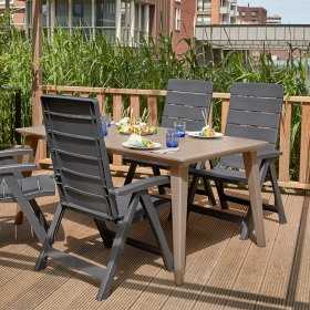Masa de gradina, polipropilena, Keter, pentru a servi masa, cappuccino, Lima, 4-6 persoane, 157 x 98 x 74 cm