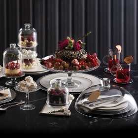 Platou sticla cu picior si capac Pasabahce Villa Patisserie