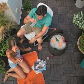 Cutie depozitare pentru balcon si gradina, Keter, colectie Cool Stool, polipropilena, pentru bauturi, gri, rotunda, tip scaun, dimensiuni 43.7 x 43.7 x 44.3 cm