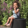 Cutie depozitare pentru balcon si gradina, Keter, colectie Cool Stool, polipropilena, pentru bauturi, gri, rotunda, tip scaun, dimensiuni 43.7 x 43.7 x 44.3 cm