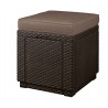 Cutie depozitare Keter Ice Cube, pentru terasa, balcon, polipropilena, imitatie ratan, pentru bauturi, maro, patrata, cu capac, dimensiuni 39 x 39 x 43 cm 