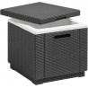 Cutie depozitare Keter Ice Cube, pentru terasa, balcon, polipropilena, imitatie ratan, pentru bauturi, graphite, patrata, cu capac, dimensiuni 39 x 39 x 43 cm 