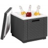 Cutie depozitare Keter Ice Cube, pentru terasa, balcon, polipropilena, imitatie ratan, pentru bauturi, graphite, patrata, cu capac, dimensiuni 39 x 39 x 43 cm 