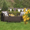 Set mobilier terasa, maro, material polipropilena, Keter, colectie Corfu Weekend, pentru gradina sau balcon, cu masuta, 2 fotolii, imitatie ratan