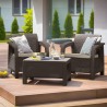 Set mobilier terasa, maro, material polipropilena, Keter, colectie Corfu Weekend, pentru gradina sau balcon, cu masuta, 2 fotolii, imitatie ratan