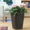 Ghiveci flori exterior, imitatie ratan maro, Keter, pentru gradina, terasa si balcon, polipropilena, forma dreptunghiulara, fara farfurie, cu perete dublu, 23.6 L 