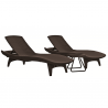 Sezlong pentru piscina, material polipropilena, pentru gradina si terasa, spatar ajustabil, culoare maro, Keter Pacific, fara perne, dimensiune 197 x 75 x 40.4 cm 