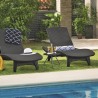 Sezlong de exterior, polipropilena grafit, spatar ajustabil, Keter Pacific, fara perne, 197x75x40.4 cm