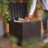 Cutie pentru depozitare in aer liber, pentru unelte si jucarii, cu capac, material polipropilena, culoare maro, Keter, colectie City, dimensiuni 57,8x44x55 cm, capacitate 113 L