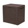 Cutie pentru depozitare in aer liber, pentru unelte si jucarii, cu capac, material polipropilena, culoare maro, Keter, colectie City, dimensiuni 57,8x44x55 cm, capacitate 113 L