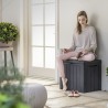 Cutie de exterior, cu spatiu de depozitare, pentru accesorii gradina, jucarii, cu capac, material polipropilena, culoare antracit, Keter Urban, dimensiune 59.6 x 53 x 46 cm, capacitate 113 L